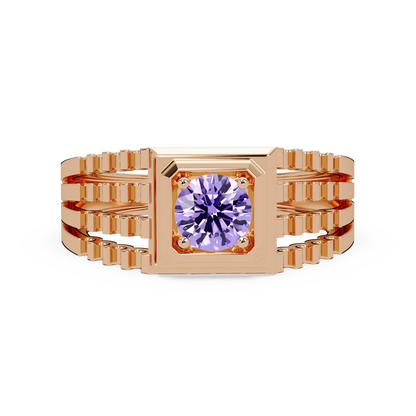 0.5 CTW Round Men’s Colorstone Ring with Amethyst Purple in Rose Gold – Lunéa Paris
