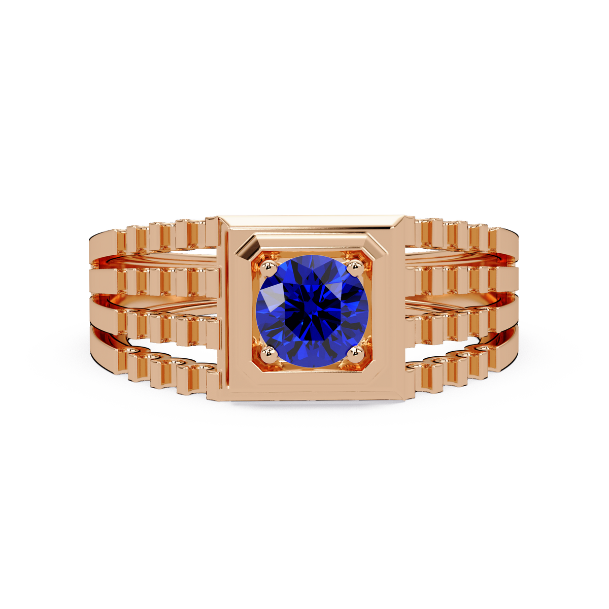 0.5 CTW Round Men’s Colorstone Ring with Sapphire Blue in Rose Gold – Lunéa Paris