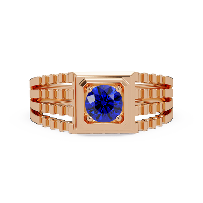 0.5 CTW Round Men’s Colorstone Ring with Sapphire Blue in Rose Gold – Lunéa Paris