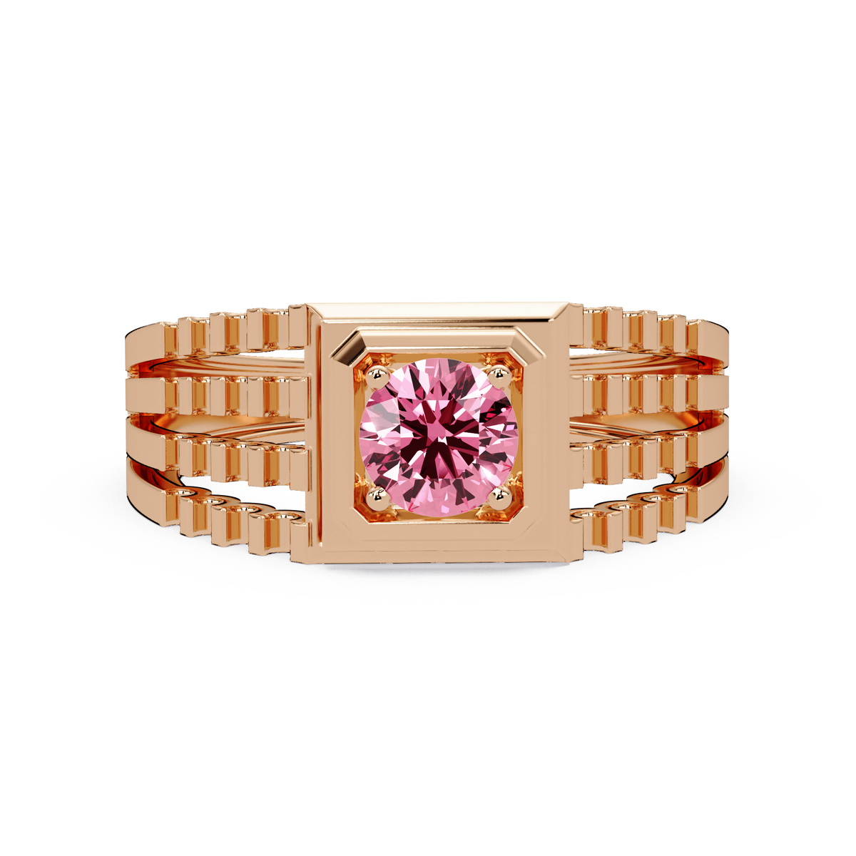0.5 CTW Round Men’s Colorstone Ring with Tourmaline Pink in Rose Gold – Lunéa Paris