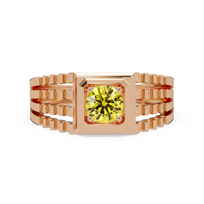 0.5 CTW Round Men’s Colorstone Ring with Citrine Yellow in Rose Gold – Lunéa Paris