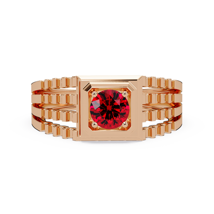 0.5 CTW Round Men’s Colorstone Ring with Ruby Red in Rose Gold – Lunéa Paris
