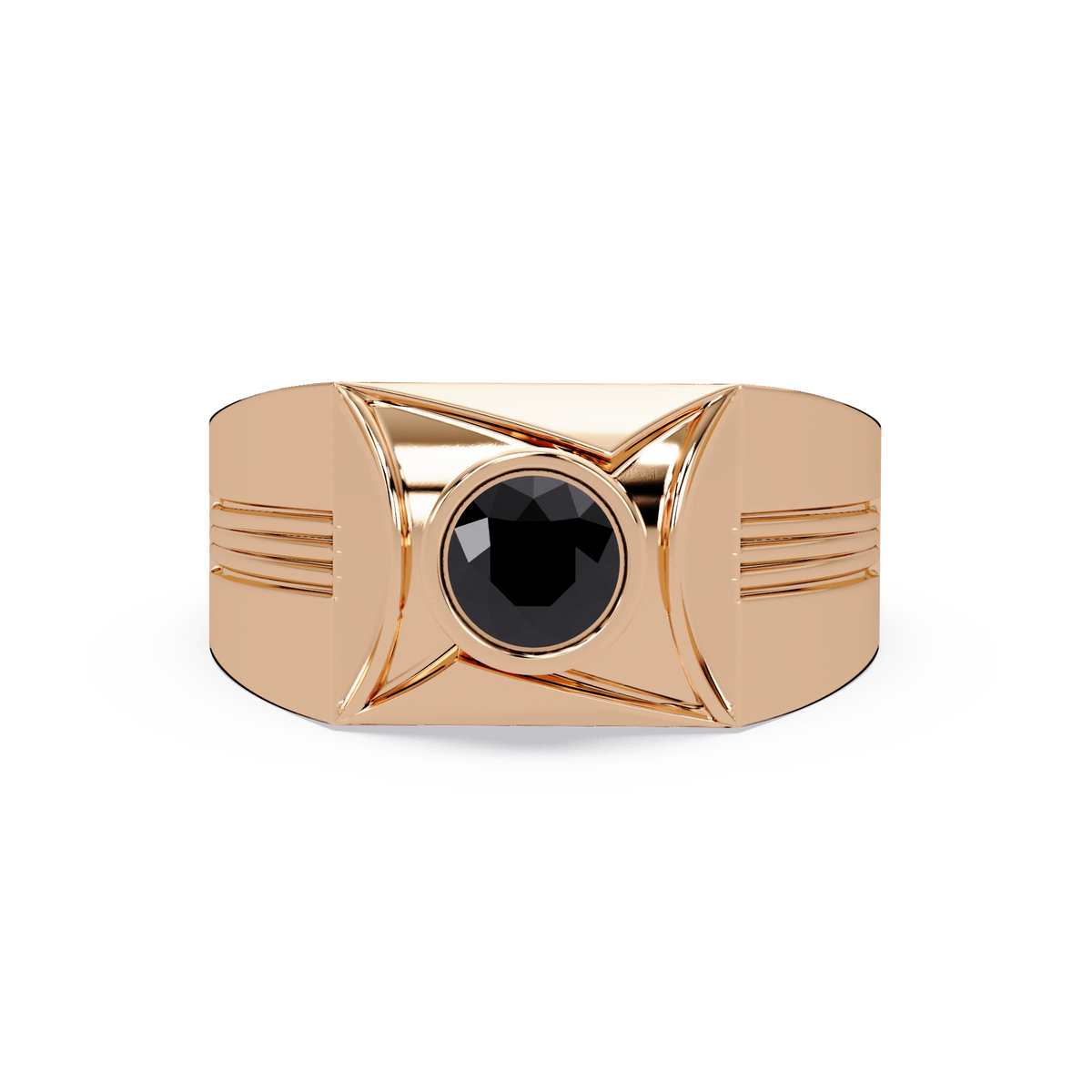 0.5 CTW Bezel Men’s Colorstone Ring with Onyx in Rose Gold – Lunéa Paris