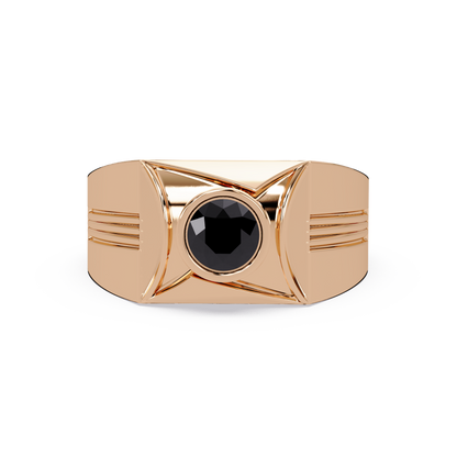 0.5 CTW Bezel Men’s Colorstone Ring with Onyx in Rose Gold – Lunéa Paris