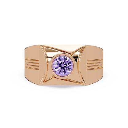 0.5 CTW Bezel Men’s Colorstone Ring with Amethyst Purple in Rose Gold – Lunéa Paris