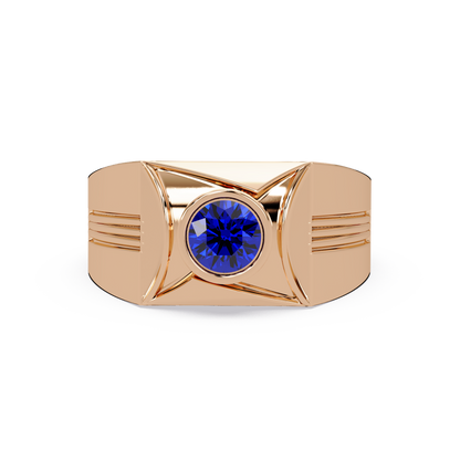 0.5 CTW Bezel Men’s Colorstone Ring with Sapphire Blue in Rose Gold – Lunéa Paris