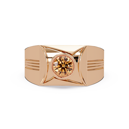 0.5 CTW Bezel Men’s Colorstone Ring with Champagne Topaz in Rose Gold – Lunéa Paris