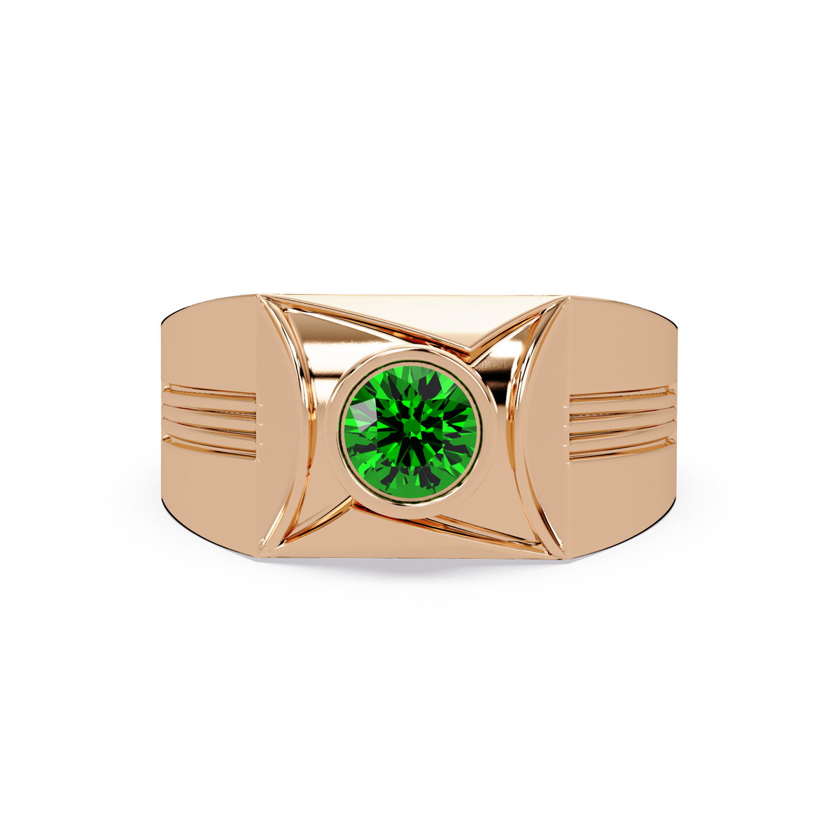 0.5 CTW Bezel Men’s Colorstone Ring with Emerald Green in Rose Gold – Lunéa Paris