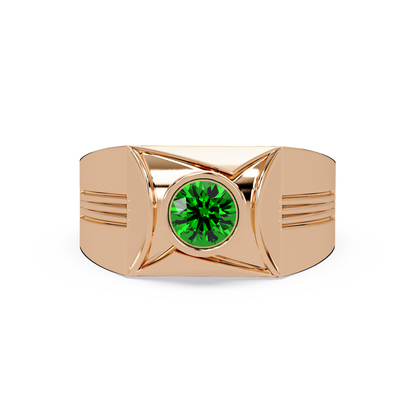 0.5 CTW Bezel Men’s Colorstone Ring with Emerald Green in Rose Gold – Lunéa Paris
