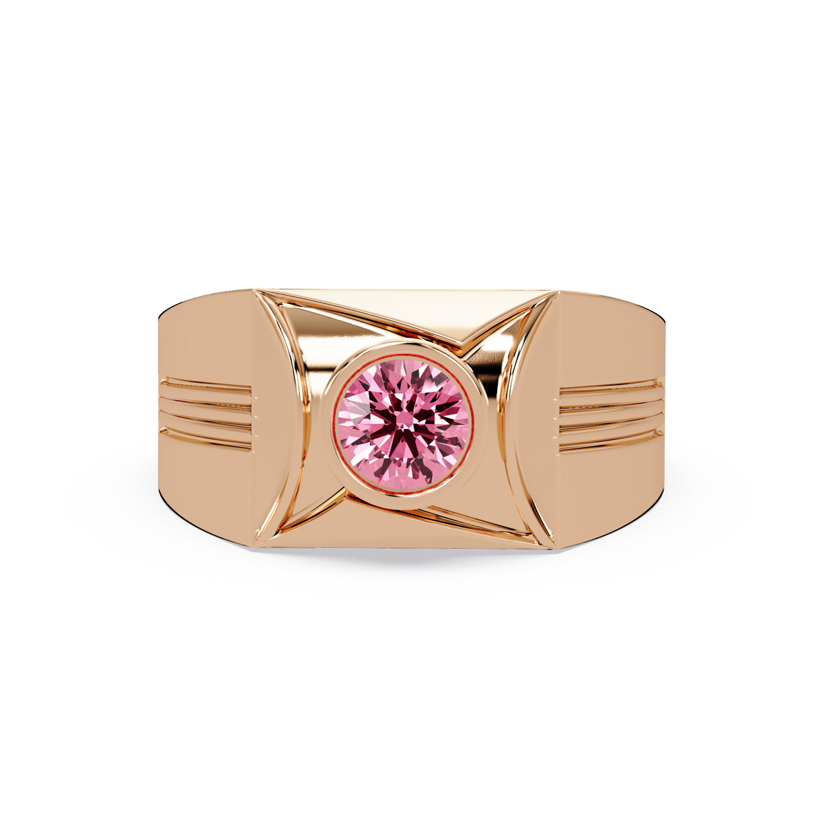 0.5 CTW Bezel Men’s Colorstone Ring with Tourmaline Pink in Rose Gold – Lunéa Paris