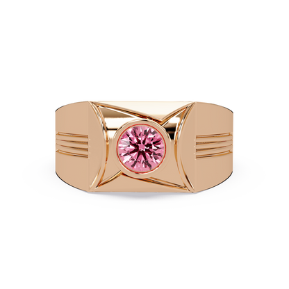 0.5 CTW Bezel Men’s Colorstone Ring with Tourmaline Pink in Rose Gold – Lunéa Paris