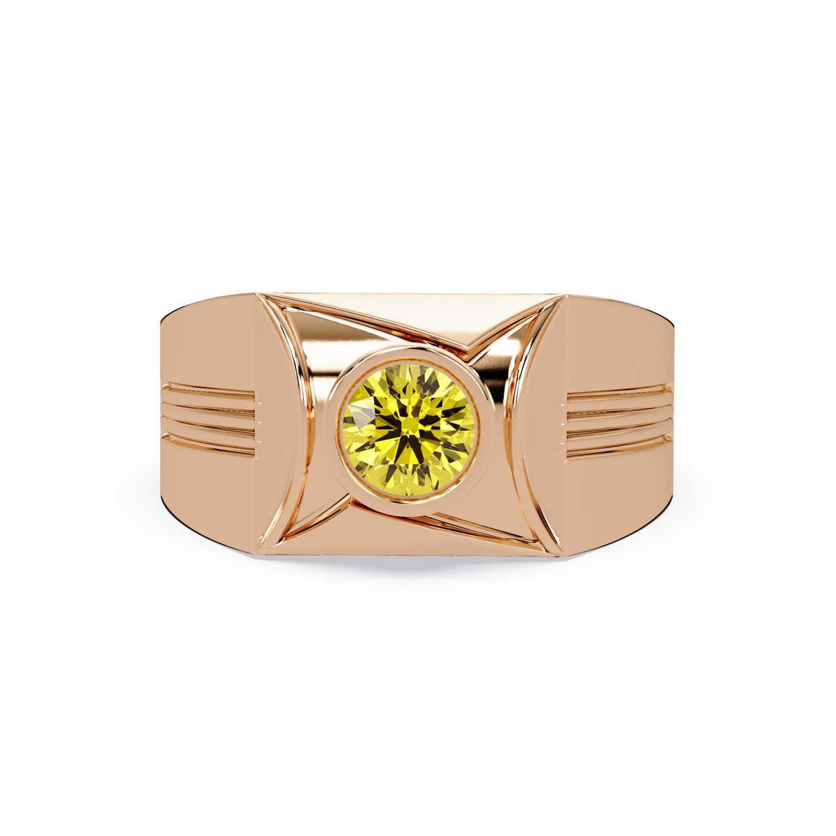 0.5 CTW Bezel Men’s Colorstone Ring with Citrine Yellow in Rose Gold – Lunéa Paris