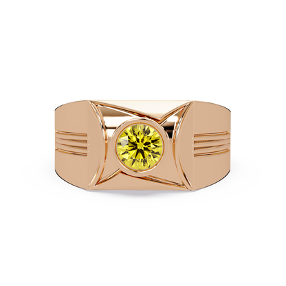 0.5 CTW Bezel Men’s Colorstone Ring with Citrine Yellow in Rose Gold – Lunéa Paris