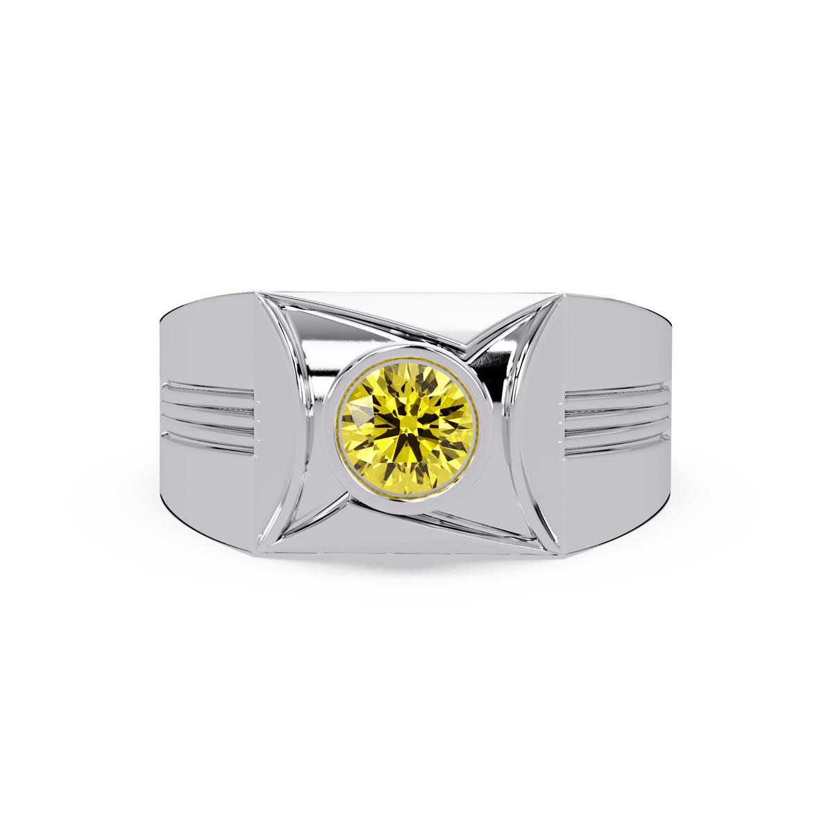 0.5 CTW Bezel Men’s Colorstone Ring with Citrine Yellow in White Gold – Lunéa Paris