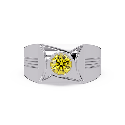 0.5 CTW Bezel Men’s Colorstone Ring with Citrine Yellow in White Gold – Lunéa Paris