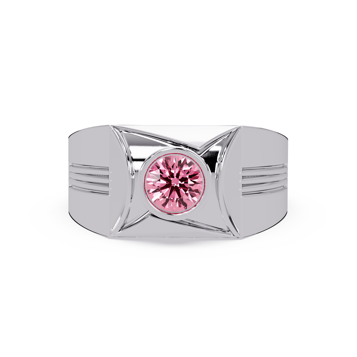 0.5 CTW Bezel Men’s Colorstone Ring with Tourmaline Pink in White Gold – Lunéa Paris