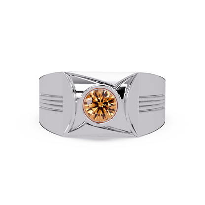 0.5 CTW Bezel Men’s Colorstone Ring with Champagne Topaz in White Gold – Lunéa Paris