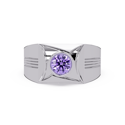 0.5 CTW Bezel Men’s Colorstone Ring with Amethyst Purple in White Gold – Lunéa Paris