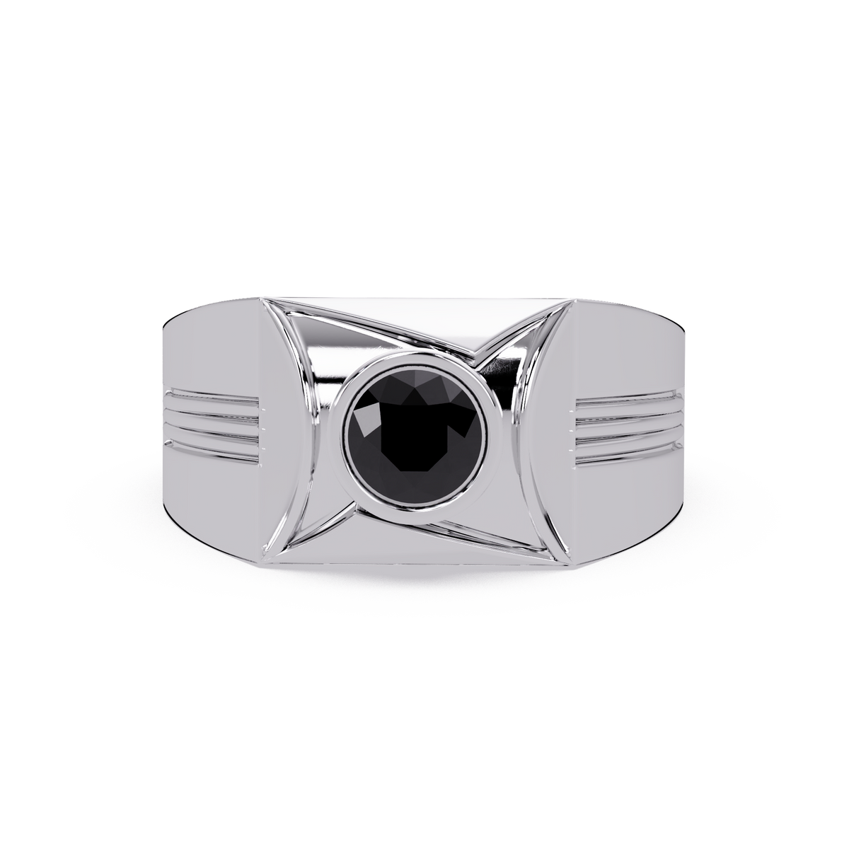 0.5 CTW Bezel Men’s Colorstone Ring with Onyx in White Gold – Lunéa Paris