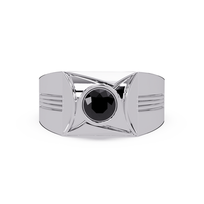 0.5 CTW Bezel Men’s Colorstone Ring with Onyx in White Gold – Lunéa Paris