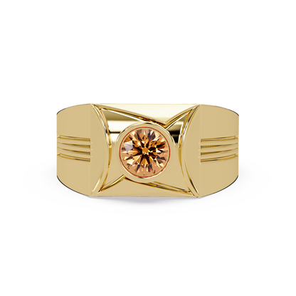 0.5 CTW Bezel Men’s Colorstone Ring with Champagne Topaz in Yellow Gold – Lunéa Paris