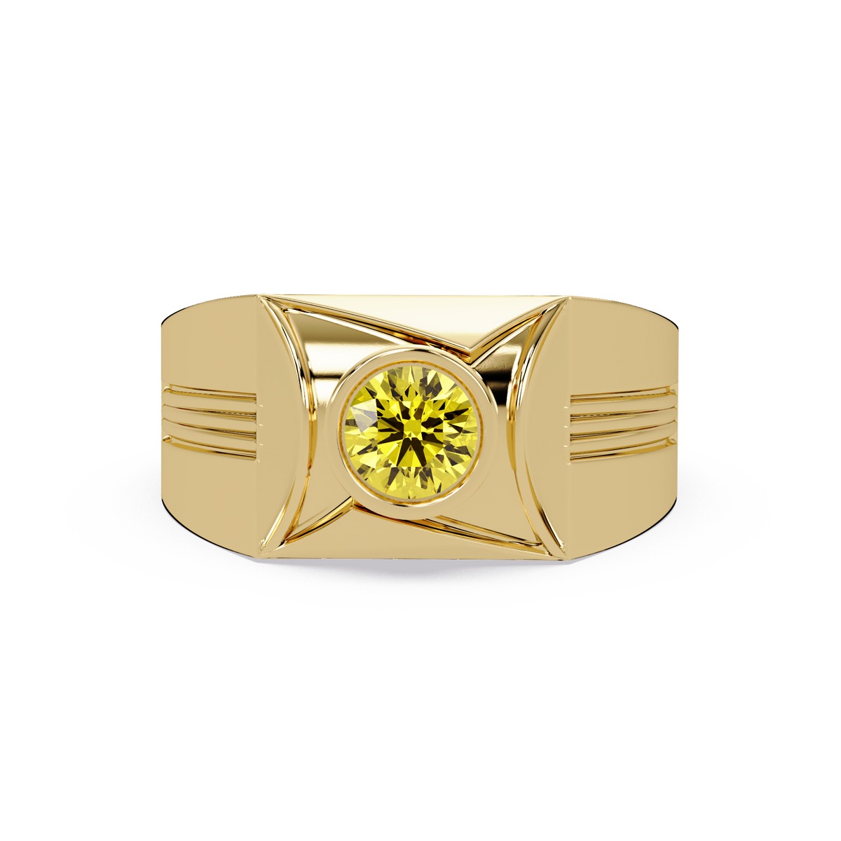 0.5 CTW Bezel Men’s Colorstone Ring with Citrine Yellow in Yellow Gold – Lunéa Paris