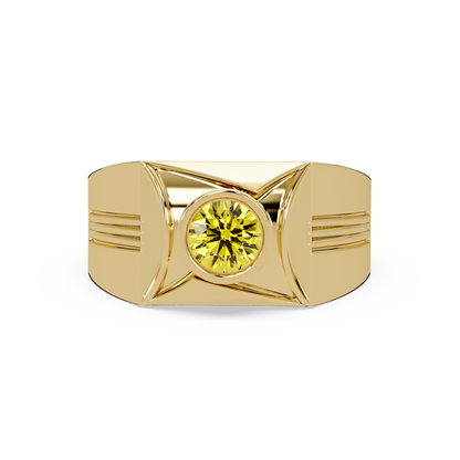 0.5 CTW Bezel Men’s Colorstone Ring with Citrine Yellow in Yellow Gold – Lunéa Paris