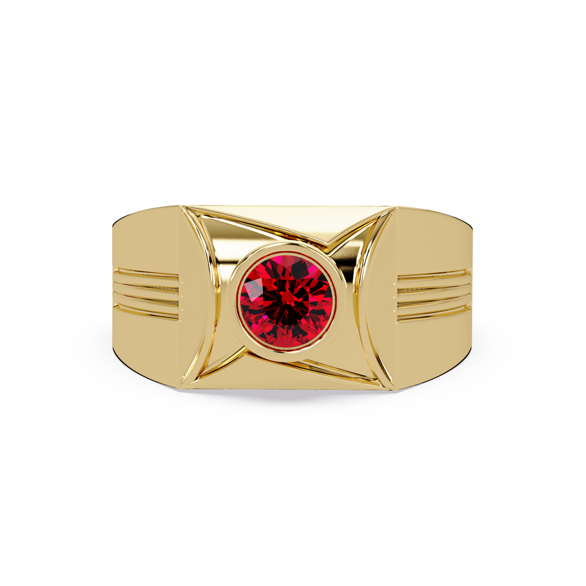 0.5 CTW Bezel Men’s Colorstone Ring with Ruby Red in Yellow Gold – Lunéa Paris