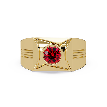 0.5 CTW Bezel Men’s Colorstone Ring with Ruby Red in Yellow Gold – Lunéa Paris