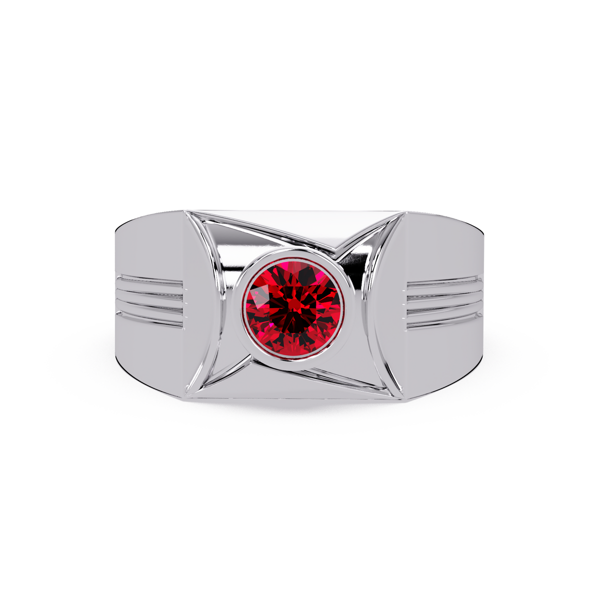 0.5 CTW Bezel Men’s Colorstone Ring with Ruby Red in White Gold – Lunéa Paris