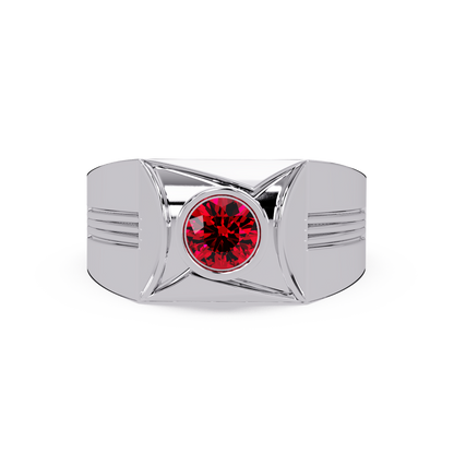 0.5 CTW Bezel Men’s Colorstone Ring with Ruby Red in White Gold – Lunéa Paris
