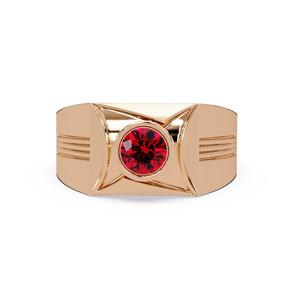 0.5 CTW Bezel Men’s Colorstone Ring with Ruby Red in Rose Gold – Lunéa Paris
