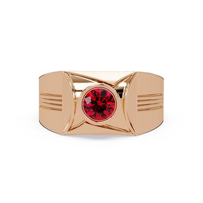 0.5 CTW Bezel Men’s Colorstone Ring with Ruby Red in Rose Gold – Lunéa Paris