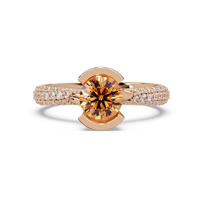 1.1 CTW Round Bezel Split-Shank Pavé Colorstone Ring CT RG