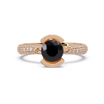1.1 CTW Round Bezel Split-Shank Pavé Colorstone Ring ON RG