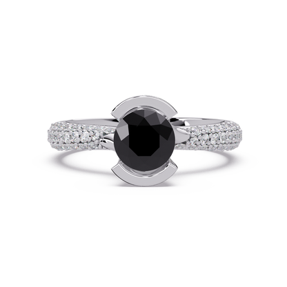 1.1 CTW Round Bezel Split-Shank Pavé Colorstone Ring ON WG