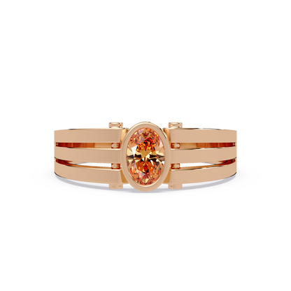 0.4 CTW Oval Triple-Rail Men’s Colorstone Ring with Champagne Topaz in Rose Gold – Lunéa Paris
