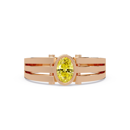 0.4 CTW Oval Triple-Rail Men’s Colorstone Ring with Citrine Yellow in Rose Gold – Lunéa Paris