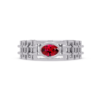 0.4 CTW Oval Woven Geometric Men's Colorstone Ring with Amethyst Purple in White Gold – Lunéa Paris