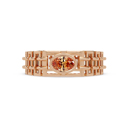 0.4 CTW Oval Woven Geometric Men's Colorstone Ring with Champagne Topaz in Rose Gold – Lunéa Paris