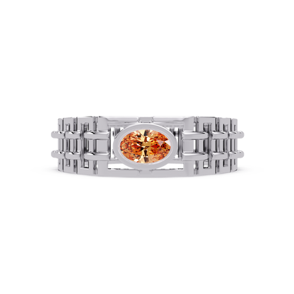 0.4 CTW Oval Woven Geometric Men's Colorstone Ring with Champagne Topaz in White Gold – Lunéa Paris