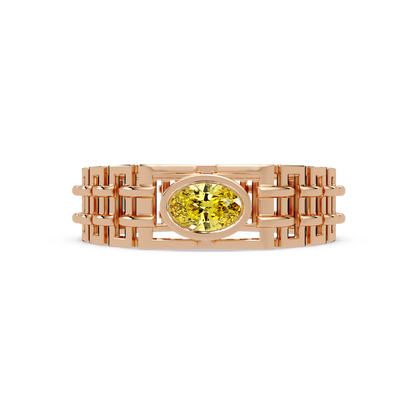 0.4 CTW Oval Woven Geometric Men's Colorstone Ring with Citrine Yellow in Rose Gold – Lunéa Paris