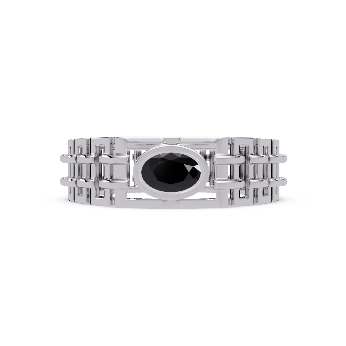 0.4 CTW Oval Woven Geometric Men's Colorstone Ring with Citrine Yellow in White Gold – Lunéa Paris