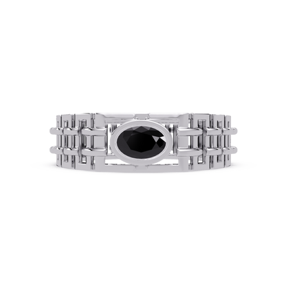 0.4 CTW Oval Woven Geometric Men's Colorstone Ring with Citrine Yellow in White Gold – Lunéa Paris