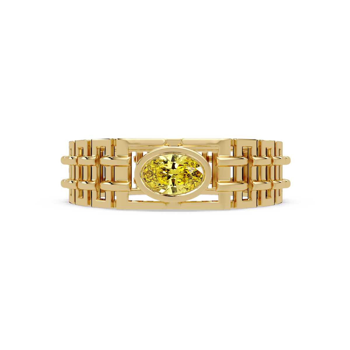 0.4 CTW Oval Woven Geometric Men's Colorstone Ring with Citrine Yellow in Yellow Gold – Lunéa Paris