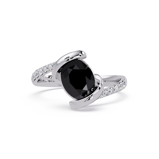 1.5 CTW Oval Sculptural Bypass Pavé Colorstone Ring ON 14K White Gold