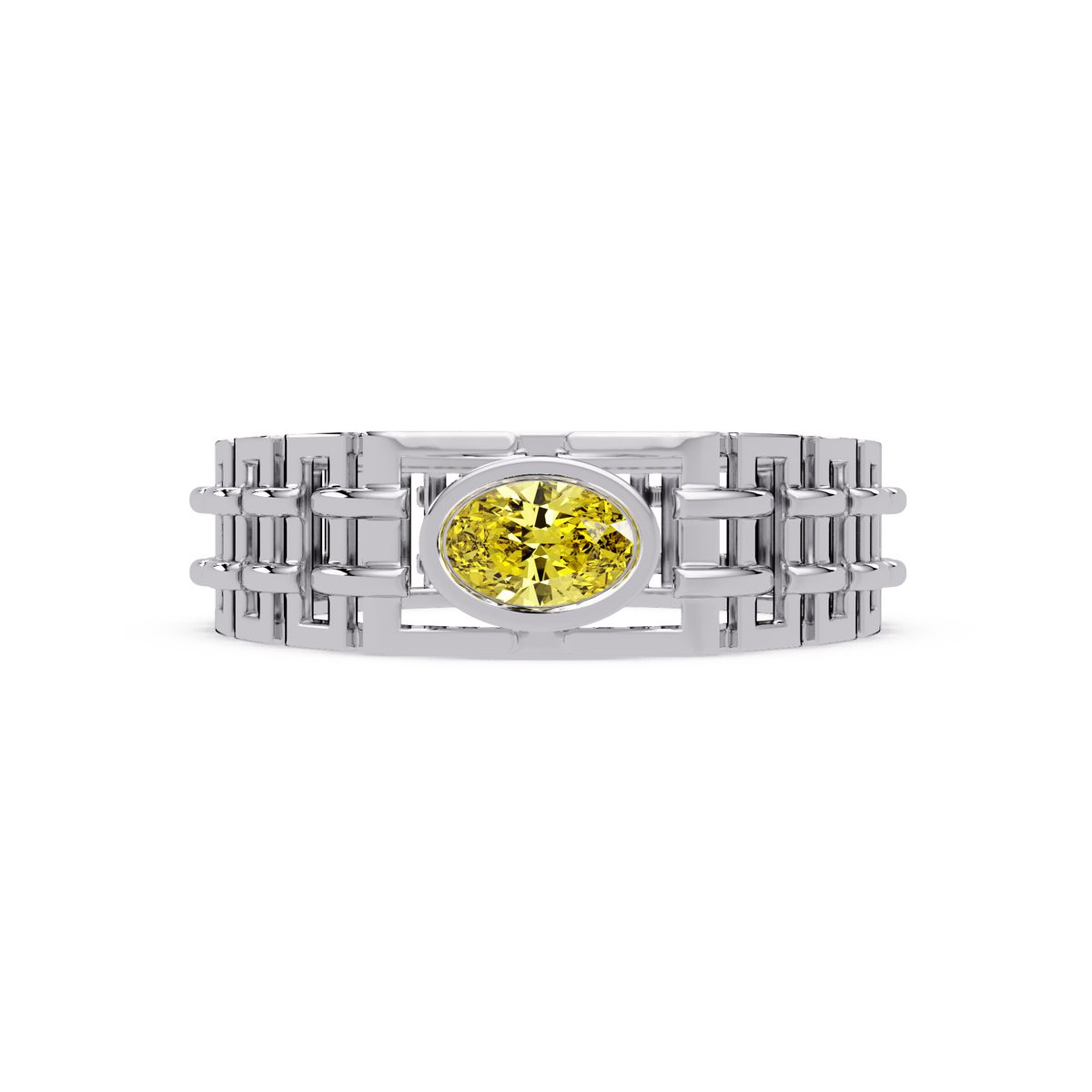 0.4 CTW Oval Woven Geometric Men's Colorstone Ring with Onyx in White Gold – Lunéa Paris