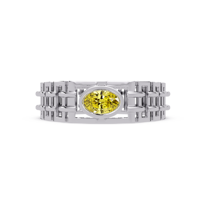 0.4 CTW Oval Woven Geometric Men's Colorstone Ring with Onyx in White Gold – Lunéa Paris