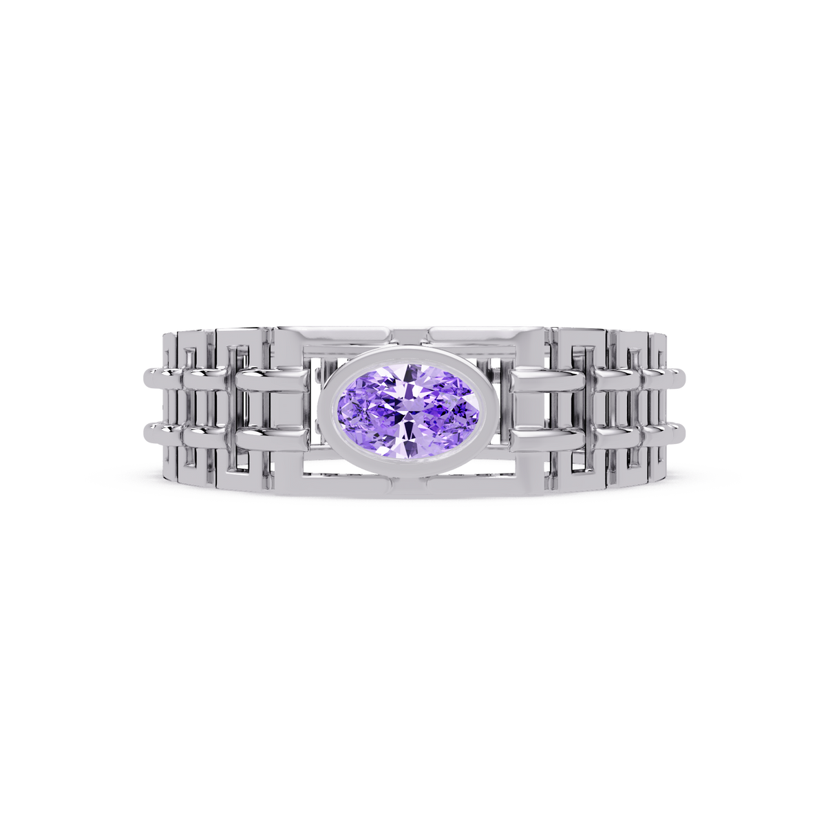 0.4 CTW Oval Woven Geometric Men's Colorstone Ring with Ruby Red in White Gold – Lunéa Paris