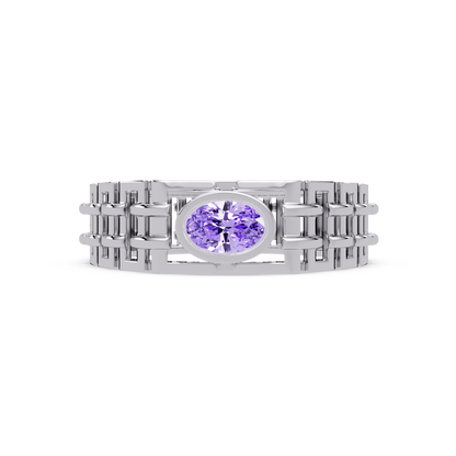 0.4 CTW Oval Woven Geometric Men's Colorstone Ring with Ruby Red in White Gold – Lunéa Paris